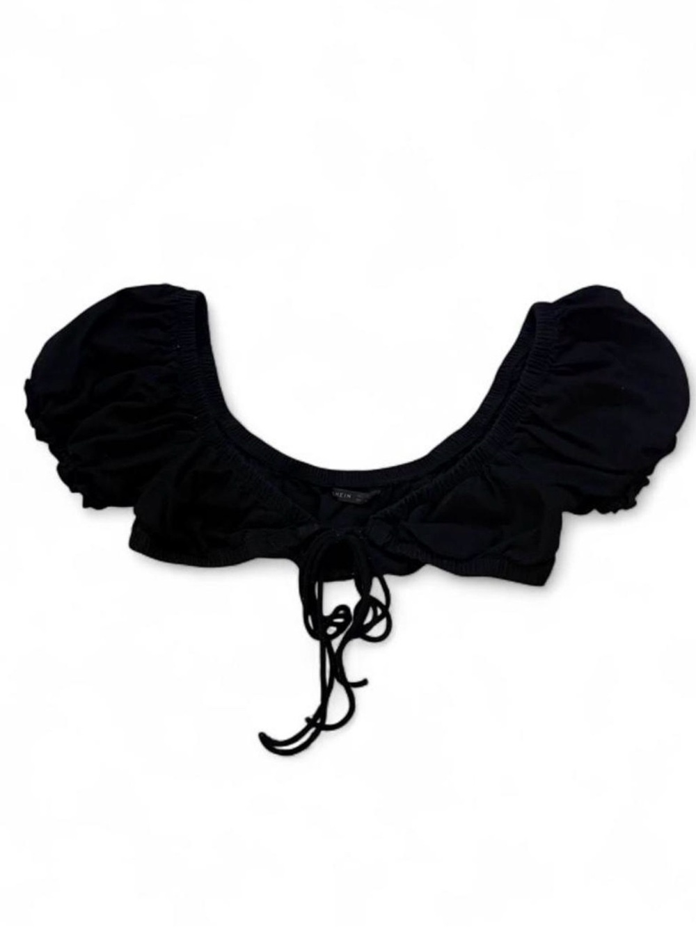 Black Ruffle Front Tie Detail Crop Top